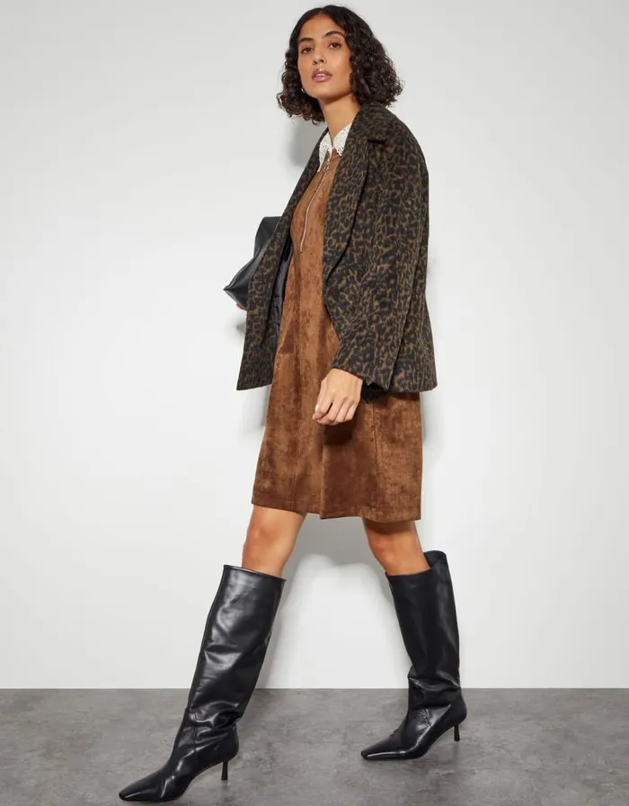 Monsoon Amber Suedette Pinafore Dress Brown Women Casualwear Monsoon Amber Suedette Pinafore Dress Brown Women Casualwear