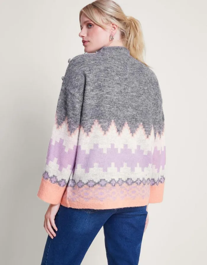 Monsoon Ami AztecInspired Jumper Grey Women Casualwear Monsoon Ami AztecInspired Jumper Grey Women Casualwear