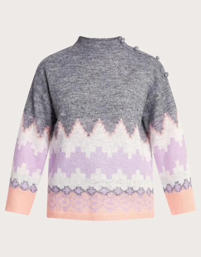 Monsoon Ami AztecInspired Jumper Grey Women Casualwear Monsoon Ami AztecInspired Jumper Grey Women Casualwear