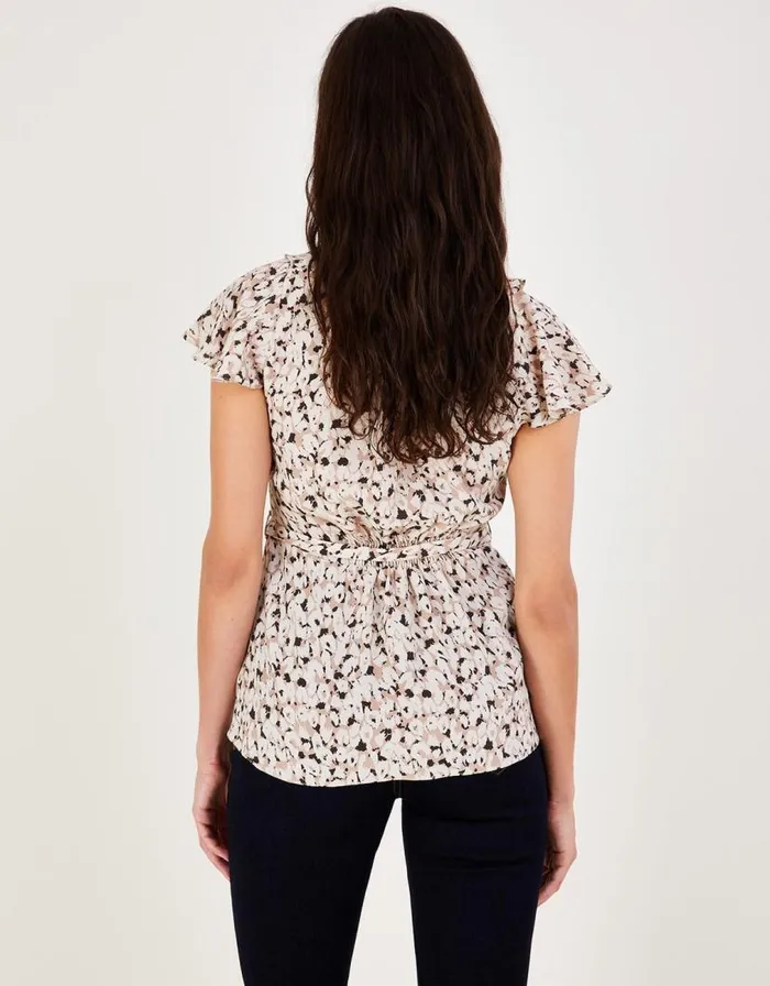 Monsoon Anna Animal Print Wrap Top Natural Women Tops and Blouses Monsoon Anna Animal Print Wrap Top Natural Women Tops and Blouses