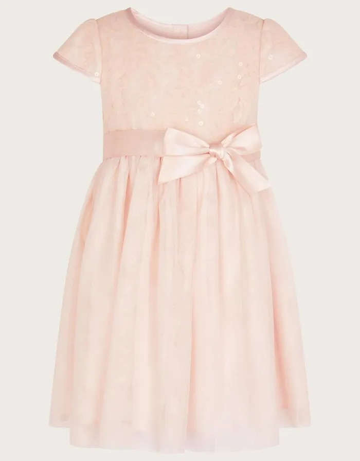 Monsoon Baby Truth Sequin Lace Dress Pink Children Dresses