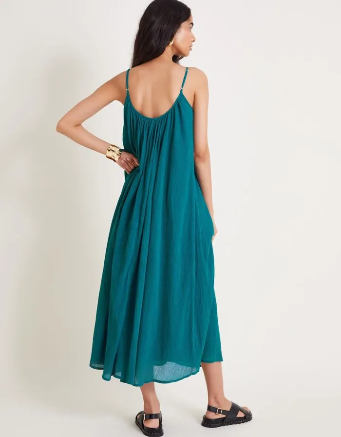 Monsoon Becky Sleeveless Beaded Midi Dress Teal Women Casualwear Monsoon Becky Sleeveless Beaded Midi Dress Teal Women Casualwear