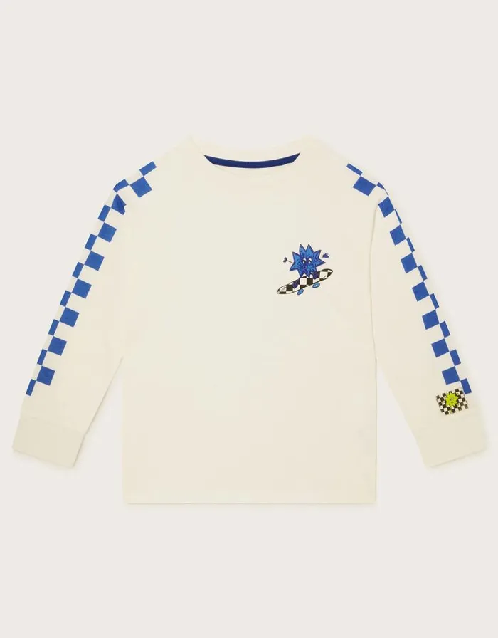 Monsoon Checkerboard Long Sleeve Skater TShirt White Children Casualwear Collection Monsoon Checkerboard Long Sleeve Skater TShirt White Children Casualwear Collection