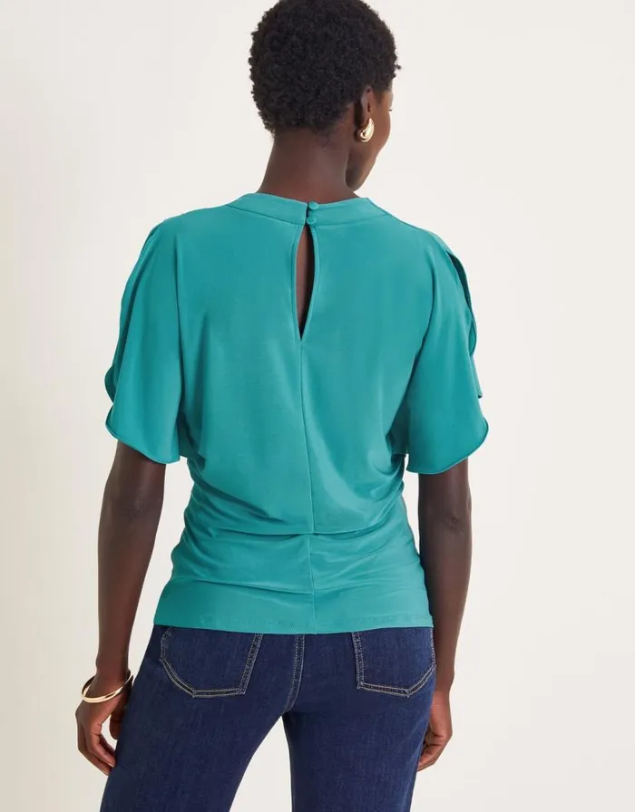 Monsoon Deb Drape Jersey Top Teal Women Tops and Blouses Monsoon Deb Drape Jersey Top Teal Women Tops and Blouses