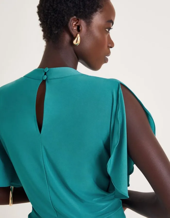 Monsoon Deb Drape Jersey Top Teal Women Tops and Blouses Monsoon Deb Drape Jersey Top Teal Women Tops and Blouses