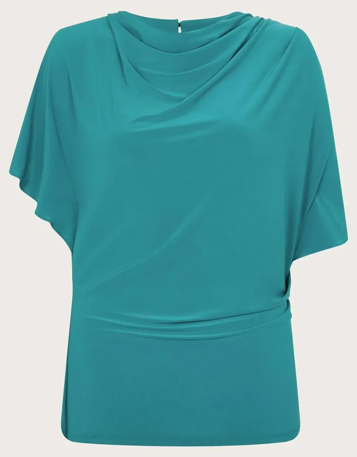 Monsoon Deb Drape Jersey Top Teal Women Tops and Blouses Monsoon Deb Drape Jersey Top Teal Women Tops and Blouses