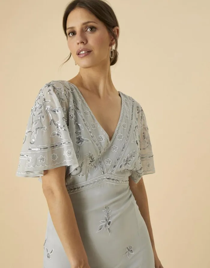 Monsoon Elena Embellished Maxi Dress Silver Women Occasionwear Monsoon Elena Embellished Maxi Dress Silver Women Occasionwear