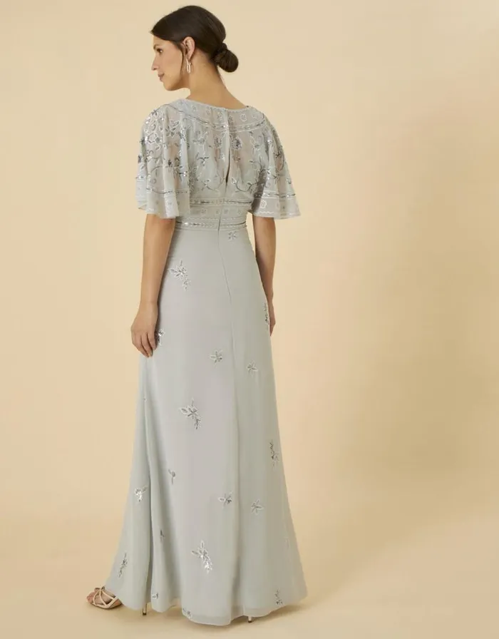 Monsoon Elena Embellished Maxi Dress Silver Women Occasionwear Monsoon Elena Embellished Maxi Dress Silver Women Occasionwear