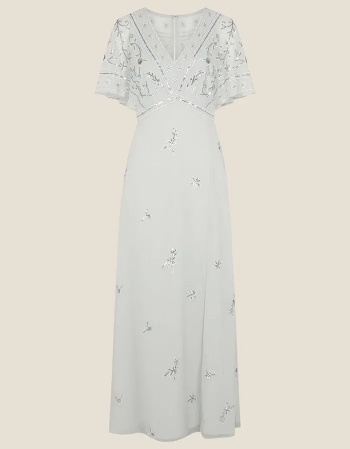 Monsoon Elena Embellished Maxi Dress Silver Women Occasionwear Monsoon Elena Embellished Maxi Dress Silver Women Occasionwear