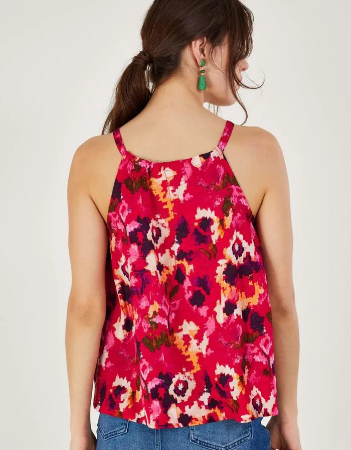 Monsoon Embroidered Floral Print Cami Top In LENZING ECOVERO Red Women Tops and Blouses Monsoon Embroidered Floral Print Cami Top In LENZING ECOVERO Red Women Tops and Blouses