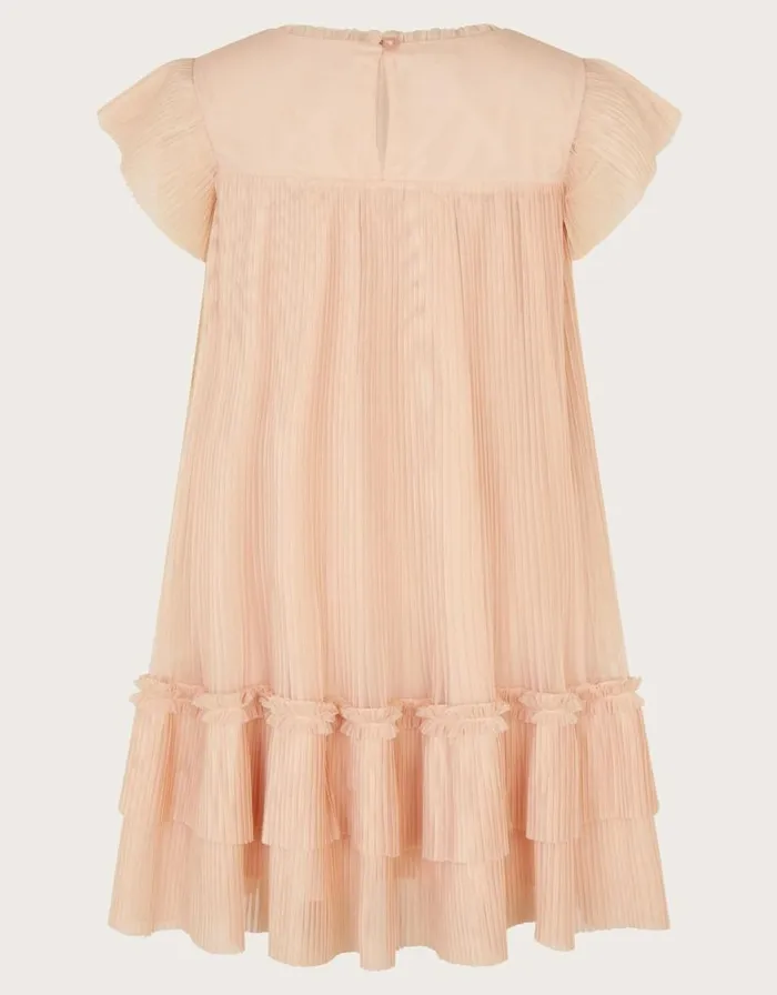 Monsoon Embroidered Mesh Dress Pink Children Dresses
