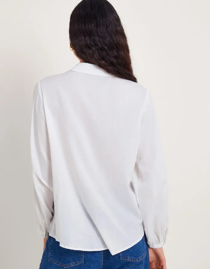Monsoon Flora Cutwork Shirt White Women Tops and Blouses