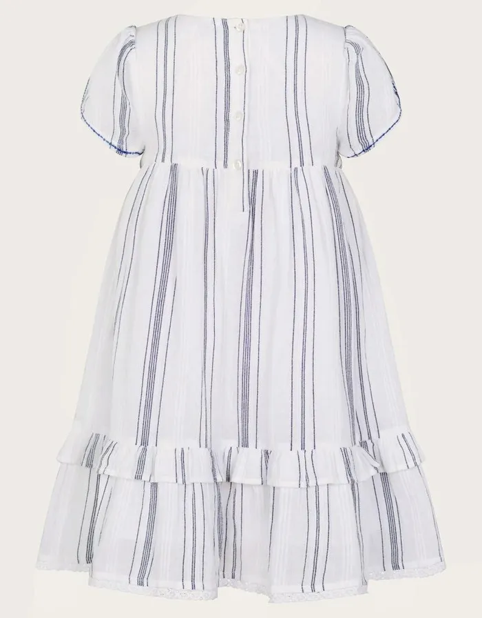 Monsoon Floral Embroidered Stripe Dress White Children Dresses Monsoon Floral Embroidered Stripe Dress White Children Dresses