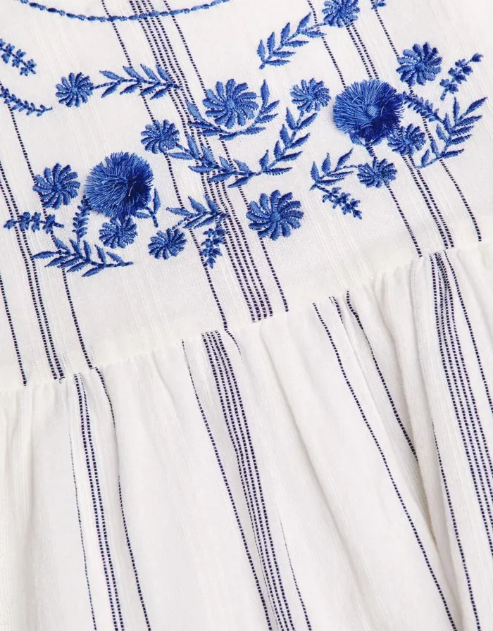 Monsoon Floral Embroidered Stripe Dress White Children Dresses Monsoon Floral Embroidered Stripe Dress White Children Dresses