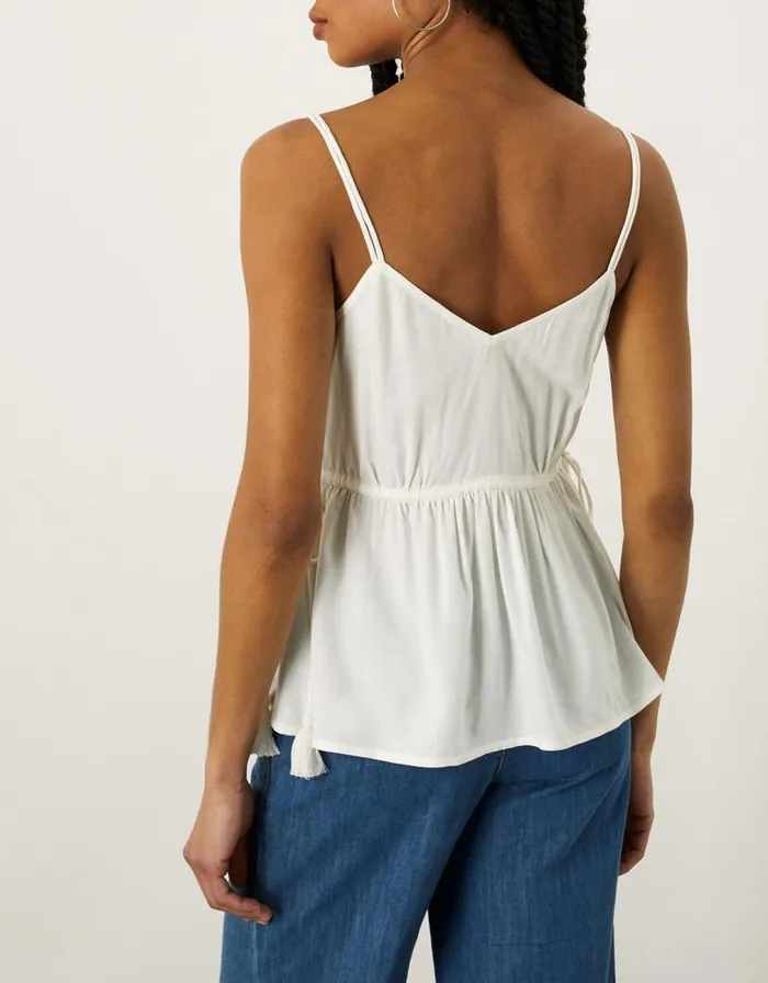 Monsoon Flower Trim Cami Top In LENZING ECOVERO White Women Tops and Blouses Monsoon Flower Trim Cami Top In LENZING ECOVERO White Women Tops and Blouses