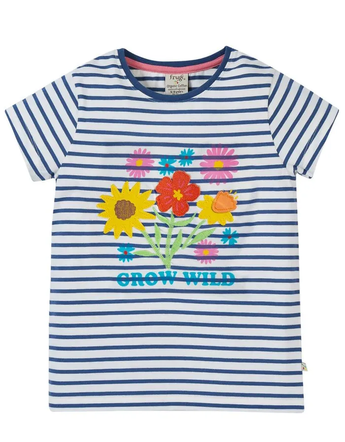 Monsoon Frugi Embroidered Stripe TShirt Blue Children Tops and Tshirts Monsoon Frugi Embroidered Stripe TShirt Blue Children Tops and Tshirts