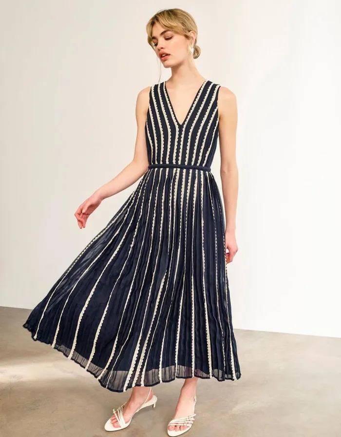 Monsoon Harper Monochrome Dress Black Women Midi Dresses