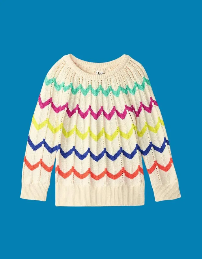 Monsoon Hatley Chevron Ralgan Knit Jumper Multi Children Knitwear and Cardigans Monsoon Hatley Chevron Ralgan Knit Jumper Multi Children Knitwear and Cardigans
