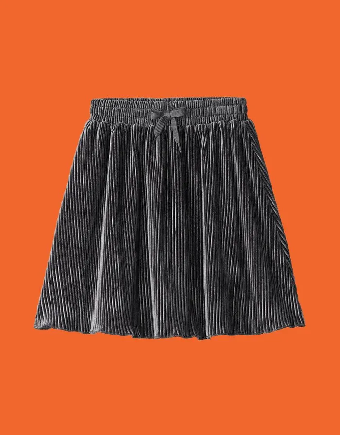 Monsoon Hatley Pleated Velour Skirt Silver Children Skirts