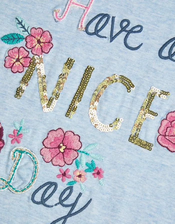 Monsoon Have A Nice Day Embroidered TShirt Blue Children Tops and Tshirts Monsoon Have A Nice Day Embroidered TShirt Blue Children Tops and Tshirts