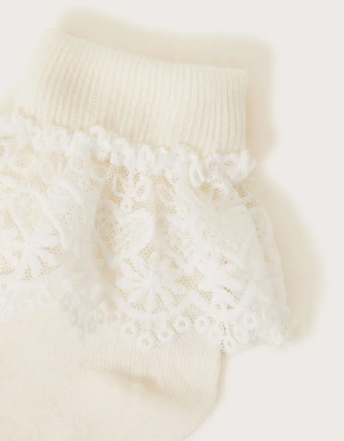 Monsoon Heart Lace Socks Ivory Children Girls039 Tights and Socks Monsoon Heart Lace Socks Ivory Children Girls039 Tights and Socks