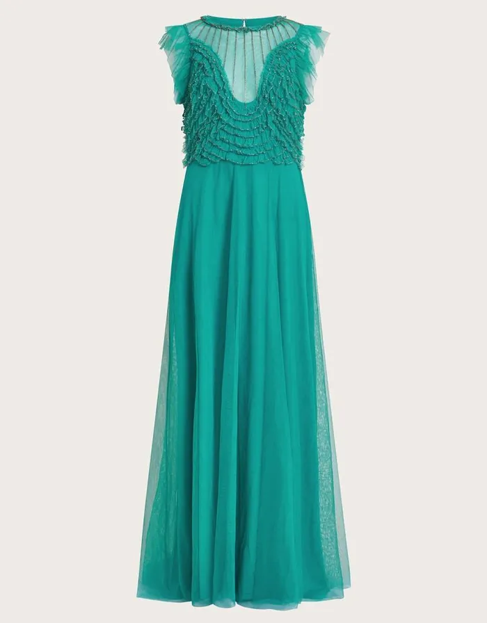 Monsoon Irina HandEmbellished Maxi Dress Green Women Occasionwear Monsoon Irina HandEmbellished Maxi Dress Green Women Occasionwear