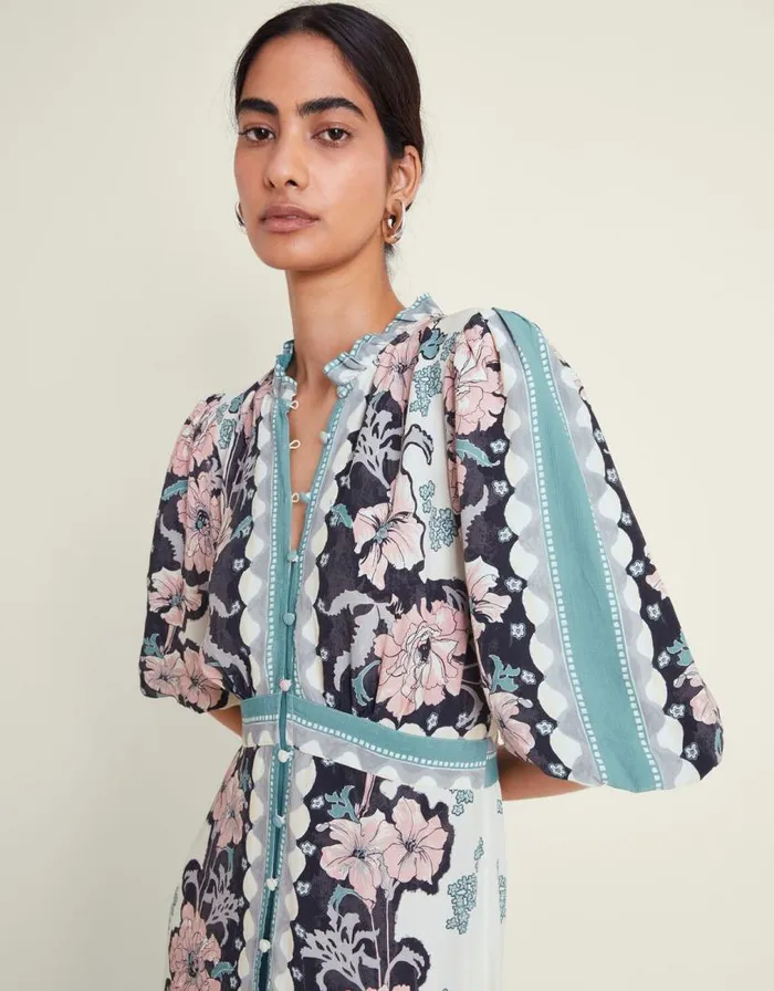 Monsoon Katrina Floral Midi Shirt Dress Ivory Women Day Dresses Monsoon Katrina Floral Midi Shirt Dress Ivory Women Day Dresses