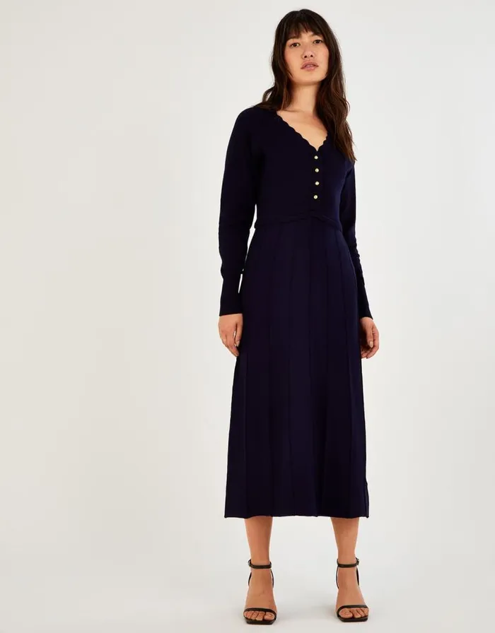Monsoon Knit Midi Dress With LENZING ECOVERO Blue Women Knitwear