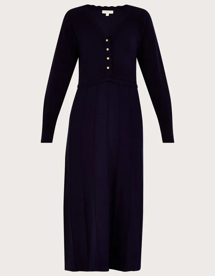 Monsoon Knit Midi Dress With LENZING ECOVERO Blue Women Knitwear Monsoon Knit Midi Dress With LENZING ECOVERO Blue Women Knitwear