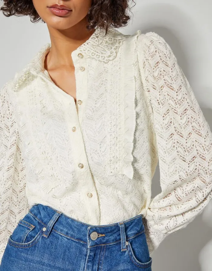 Monsoon Laura Lace Blouse Ivory Women Tops and Blouses Monsoon Laura Lace Blouse Ivory Women Tops and Blouses