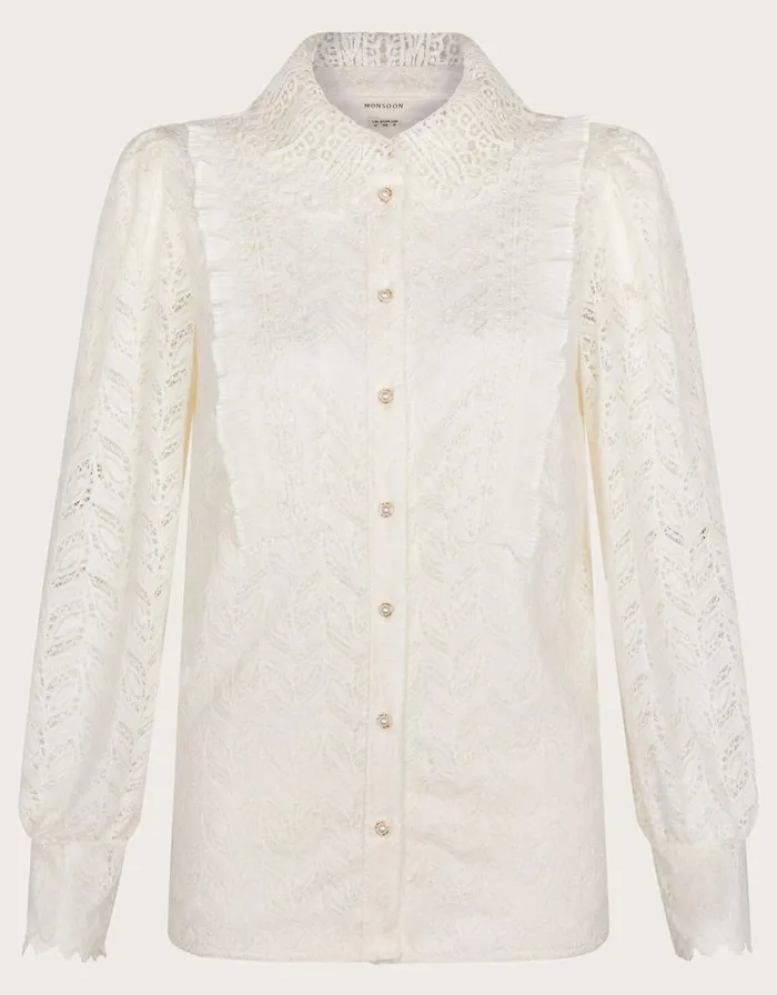 Monsoon Laura Lace Blouse Ivory Women Tops and Blouses Monsoon Laura Lace Blouse Ivory Women Tops and Blouses