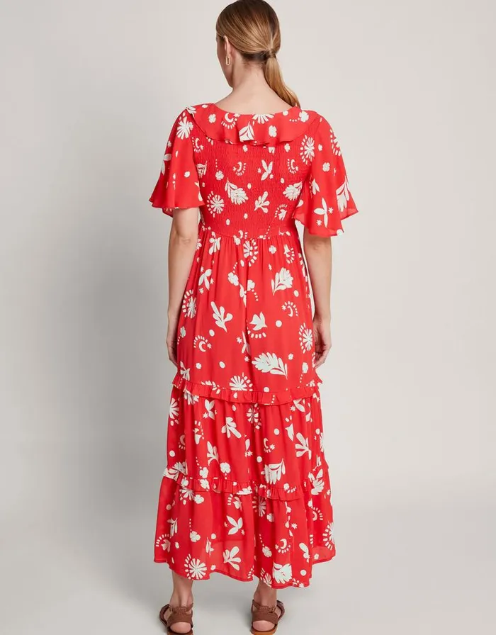 Monsoon Lily Tiered Ruffle Dress Red Women Day Dresses Monsoon Lily Tiered Ruffle Dress Red Women Day Dresses