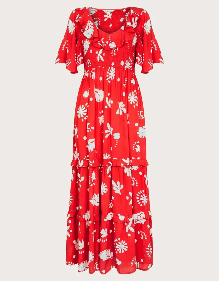 Monsoon Lily Tiered Ruffle Dress Red Women Day Dresses Monsoon Lily Tiered Ruffle Dress Red Women Day Dresses