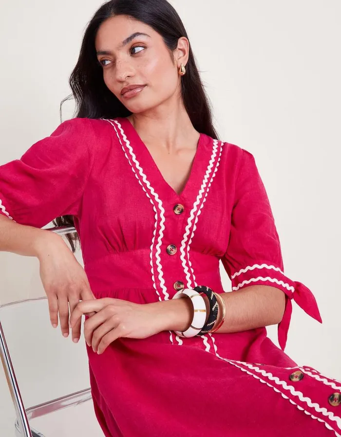 Monsoon Lita Ric Rac Dress Pink Women Casualwear Monsoon Lita Ric Rac Dress Pink Women Casualwear