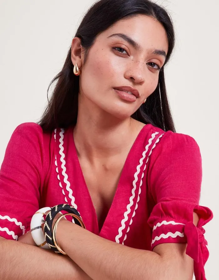 Monsoon Lita Ric Rac Dress Pink Women Casualwear Monsoon Lita Ric Rac Dress Pink Women Casualwear