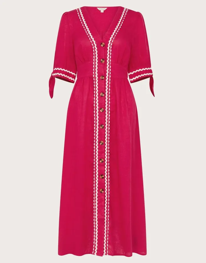 Monsoon Lita Ric Rac Dress Pink Women Casualwear Monsoon Lita Ric Rac Dress Pink Women Casualwear