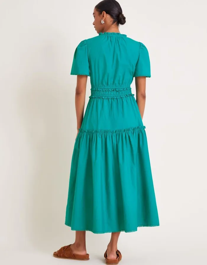 Monsoon Lorena Frill Midi Dress Teal Women Beachwear and Swimwear