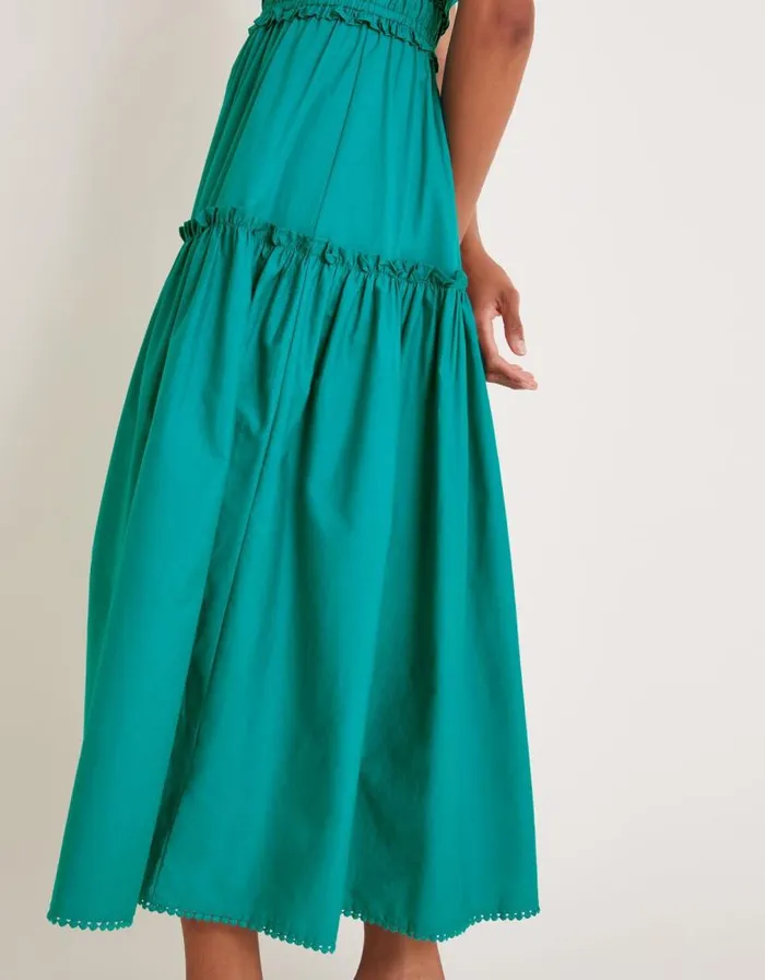 Monsoon Lorena Frill Midi Dress Teal Women Beachwear and Swimwear