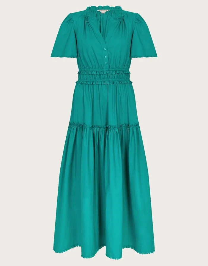 Monsoon Lorena Frill Midi Dress Teal Women Beachwear and Swimwear
