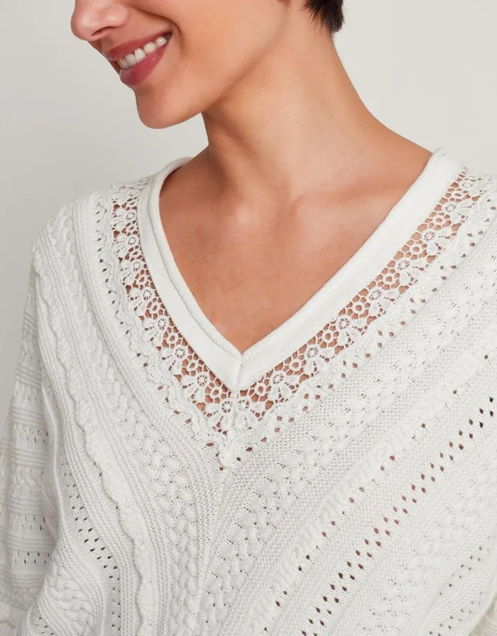 Monsoon Lulu Short Sleeve Jumper Ivory Women Knitwear Monsoon Lulu Short Sleeve Jumper Ivory Women Knitwear