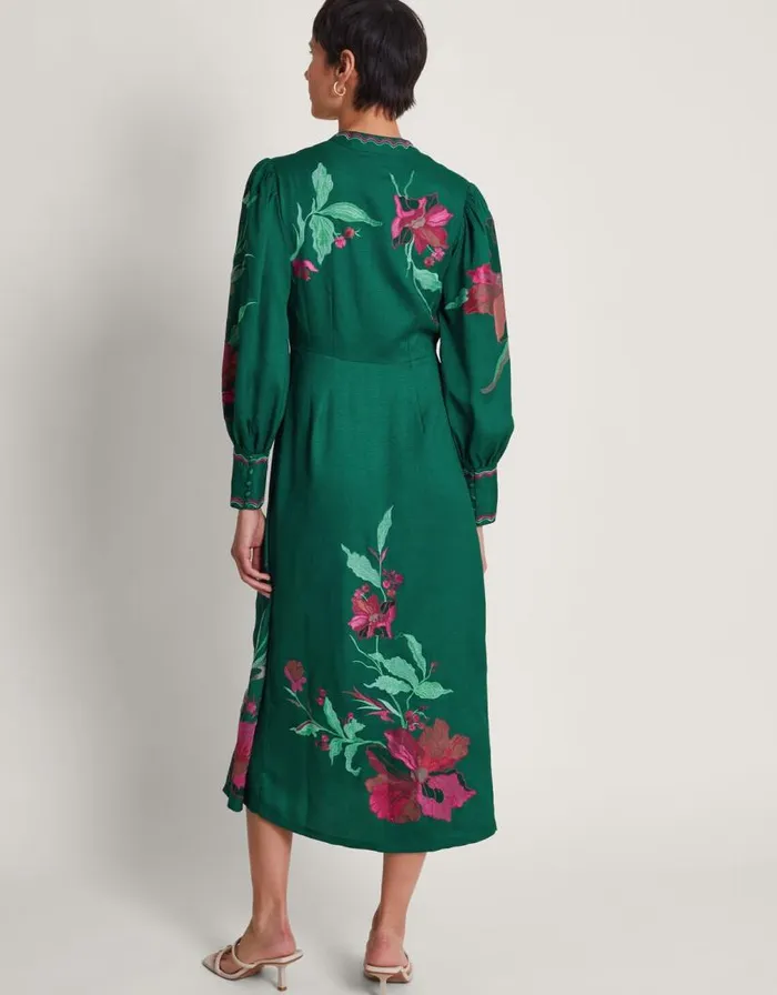 Monsoon Lyra Embroidered Midi Dress Green Women Occasionwear Monsoon Lyra Embroidered Midi Dress Green Women Occasionwear