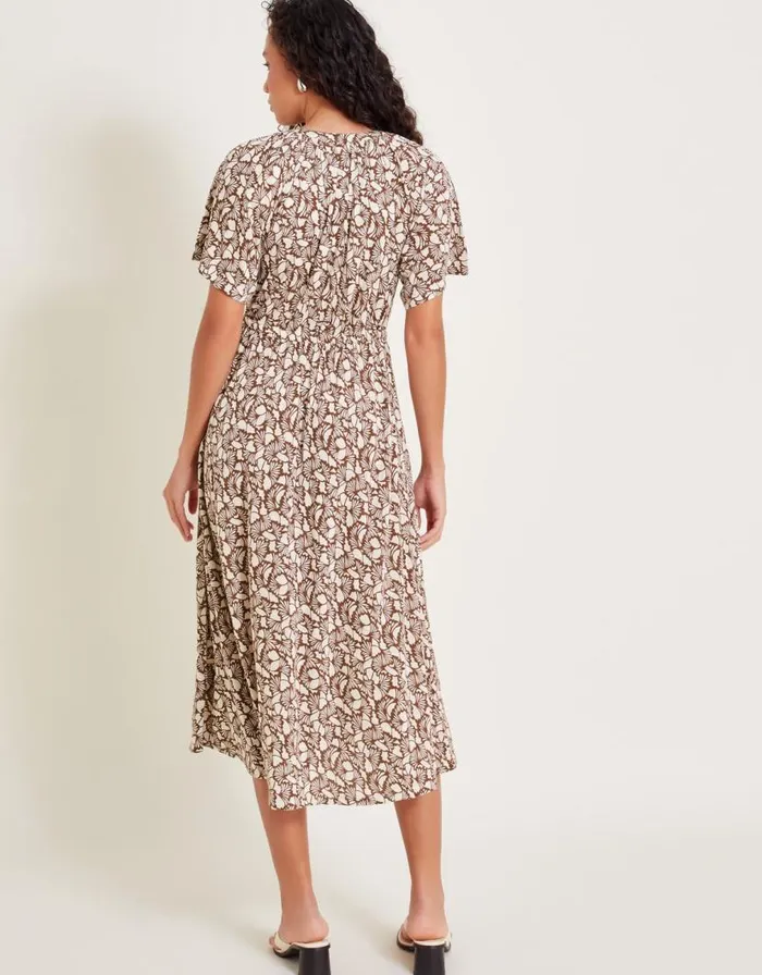 Monsoon Natalia Jersey Print Shirt Dress Brown Women Midi Dresses Monsoon Natalia Jersey Print Shirt Dress Brown Women Midi Dresses
