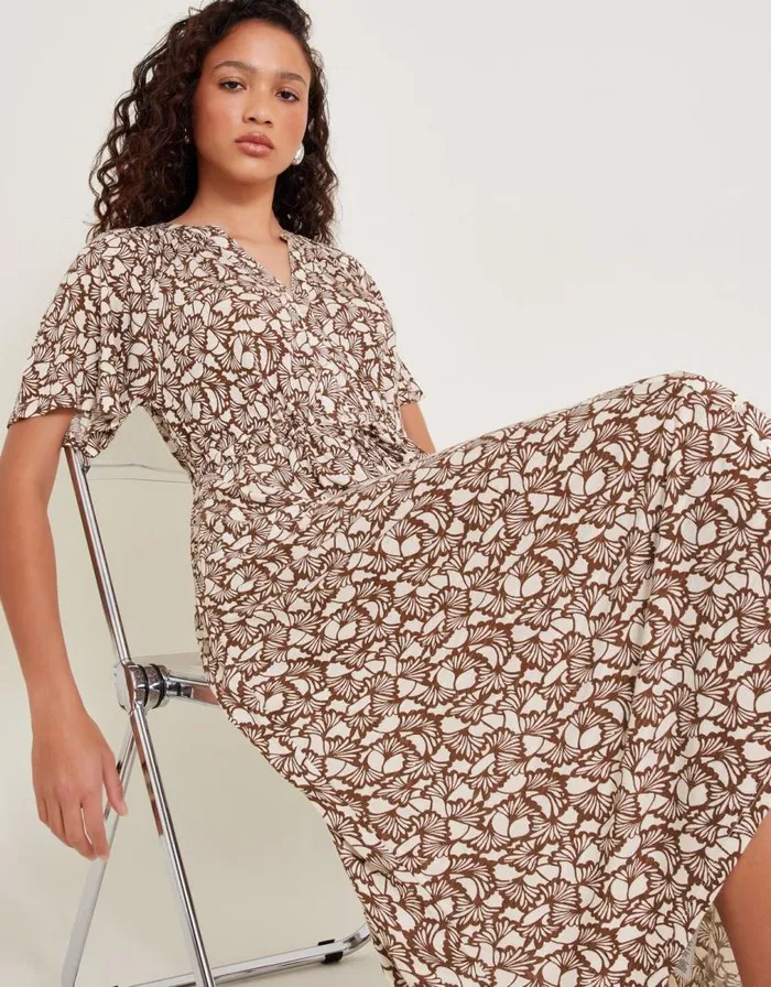 Monsoon Natalia Jersey Print Shirt Dress Brown Women Midi Dresses Monsoon Natalia Jersey Print Shirt Dress Brown Women Midi Dresses