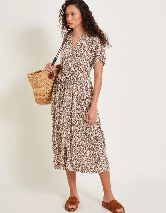 Monsoon Natalia Jersey Print Shirt Dress Brown Women Midi Dresses Monsoon Natalia Jersey Print Shirt Dress Brown Women Midi Dresses