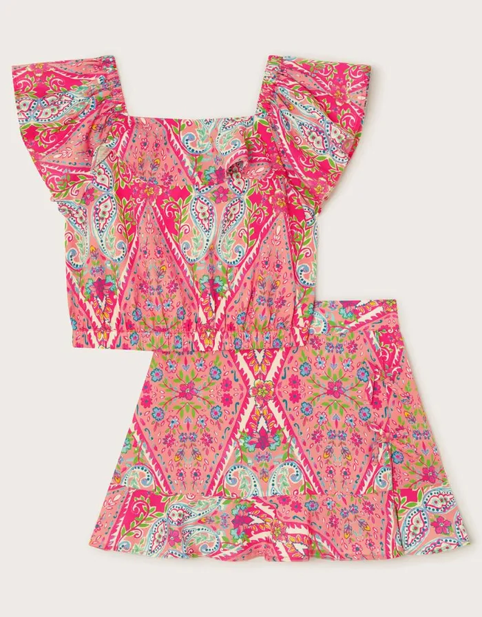 Monsoon Paisley Print Top And Skirt Set Multi Children Sets and Outfits Monsoon Paisley Print Top And Skirt Set Multi Children Sets and Outfits