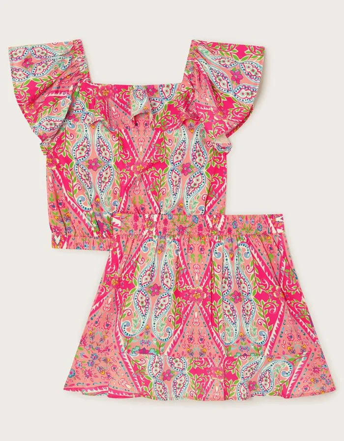 Monsoon Paisley Print Top And Skirt Set Multi Children Sets and Outfits Monsoon Paisley Print Top And Skirt Set Multi Children Sets and Outfits