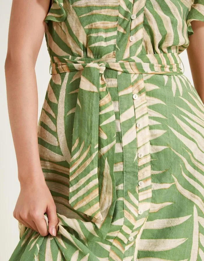 Monsoon Parmella Print Ruffle Dress Green Women Day Dresses Monsoon Parmella Print Ruffle Dress Green Women Day Dresses