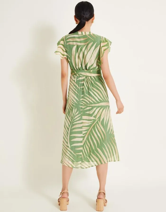 Monsoon Parmella Print Ruffle Dress Green Women Day Dresses Monsoon Parmella Print Ruffle Dress Green Women Day Dresses