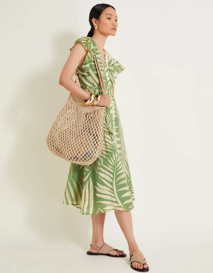 Monsoon Parmella Print Ruffle Dress Green Women Day Dresses Monsoon Parmella Print Ruffle Dress Green Women Day Dresses