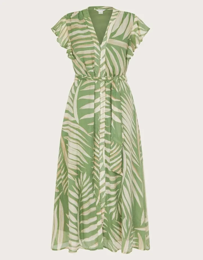 Monsoon Parmella Print Ruffle Dress Green Women Day Dresses Monsoon Parmella Print Ruffle Dress Green Women Day Dresses